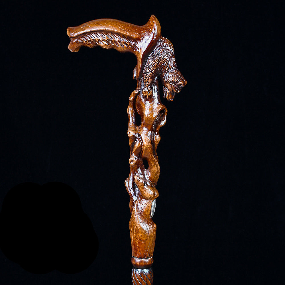 Scratch and Dent Awakening Bear (dark) Artisan Intricate Handcarved Cane V2409 Visit Online