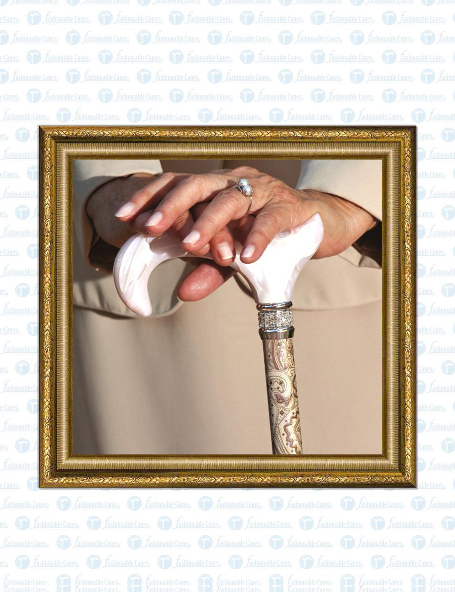 Rhinestone Designer Cane: Rich Creme Exquisite Pearlz Elegance Cheap Sale Many Kinds Of