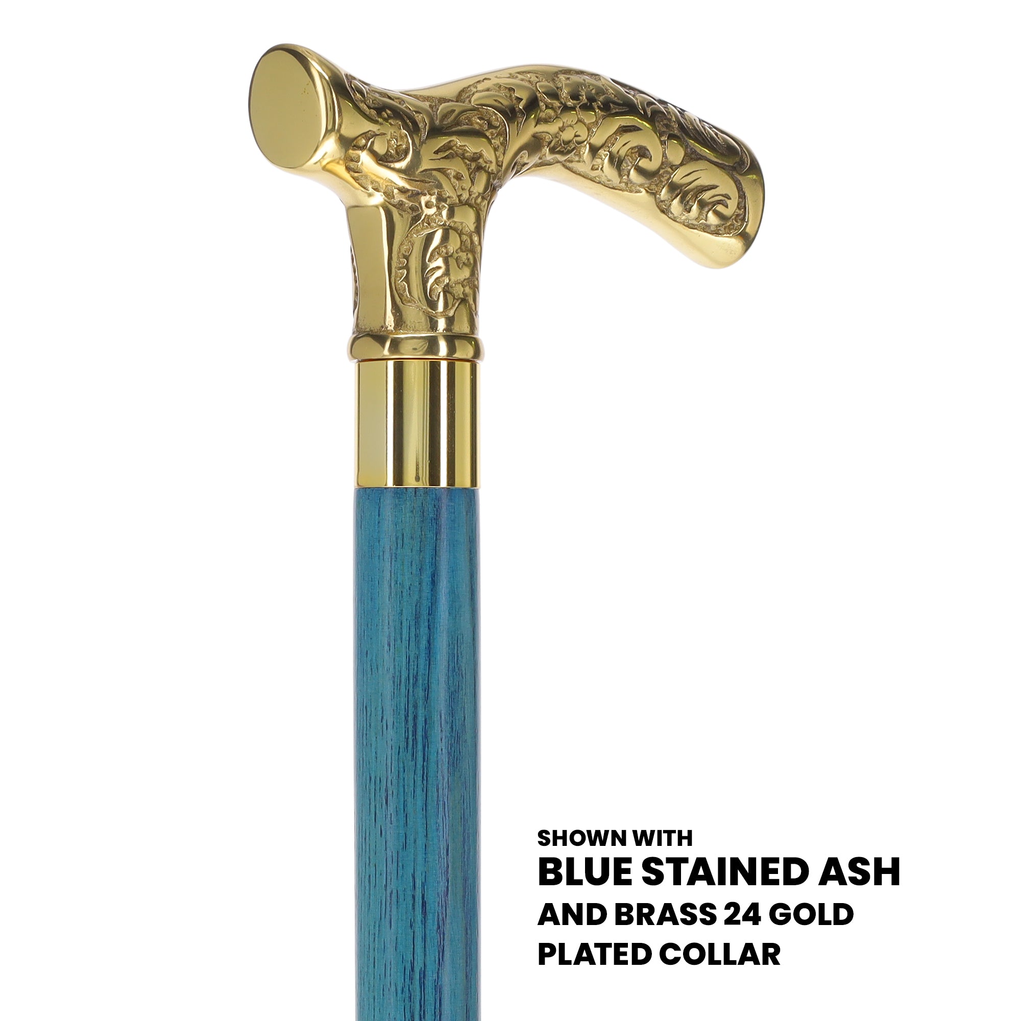 Premium Brass Fritz Handle Cane: Stained Custom Color Shaft Order