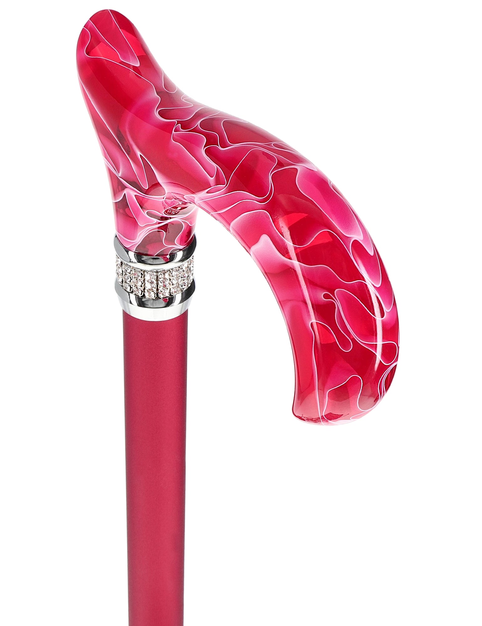 Rhinestone Designer Cane: Vibrant Magenta Red Exquisite Pearlz Discount Shop For