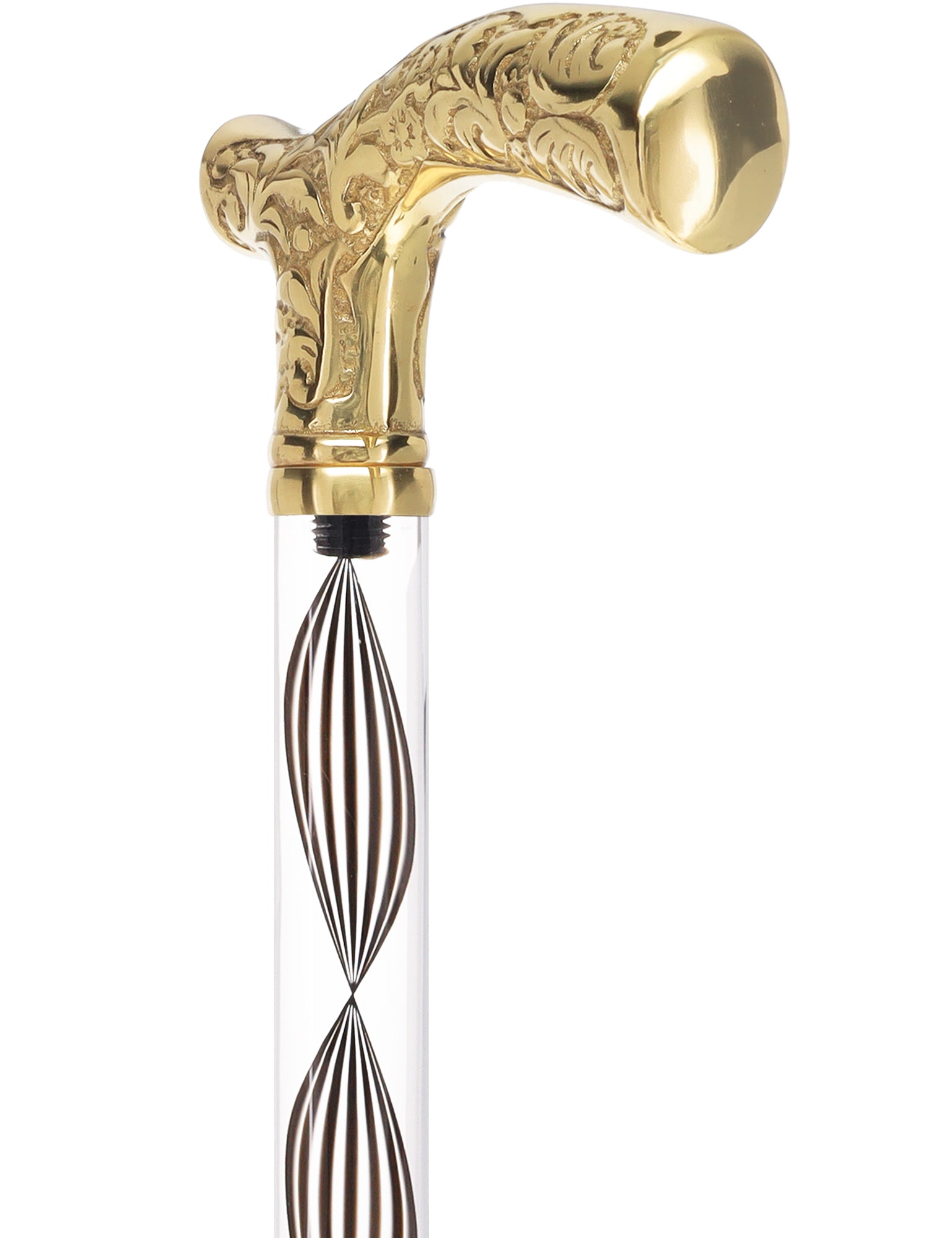 Crystal Elegance Brass Fritz Cane with Invisible Acrylic Shaft Options Cheap Very Cheap