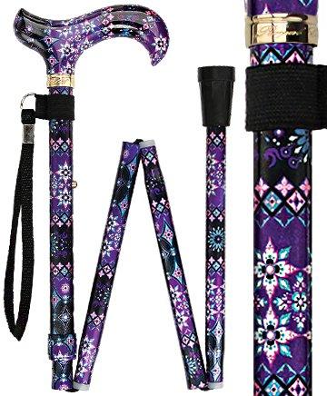 Scratch and Dent Pretty Purple: Designer Pattern Folding Adjustable Cane V3004 Clearance Hot Sale