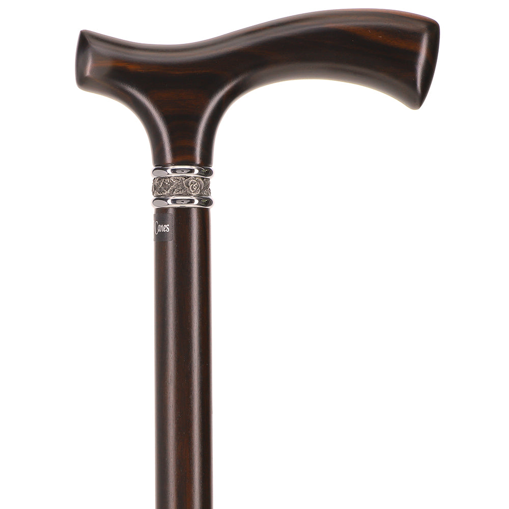 Luxury Genuine Ebony Fritz Handle Cane: Pewter Collar Detail Clearance Cheapest Pice