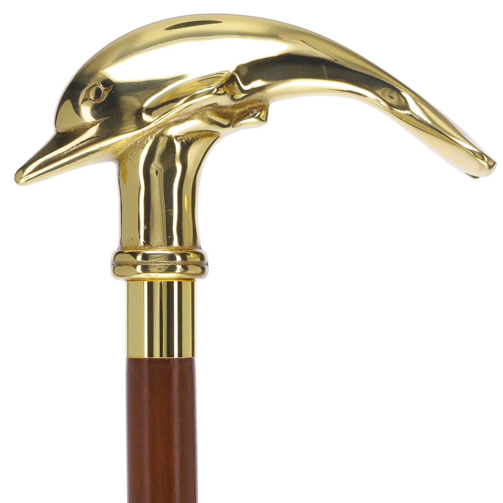 Premium Brass Dolphin Handle Walking Cane: Custom Shaft & Collar Cheap Discount Sale