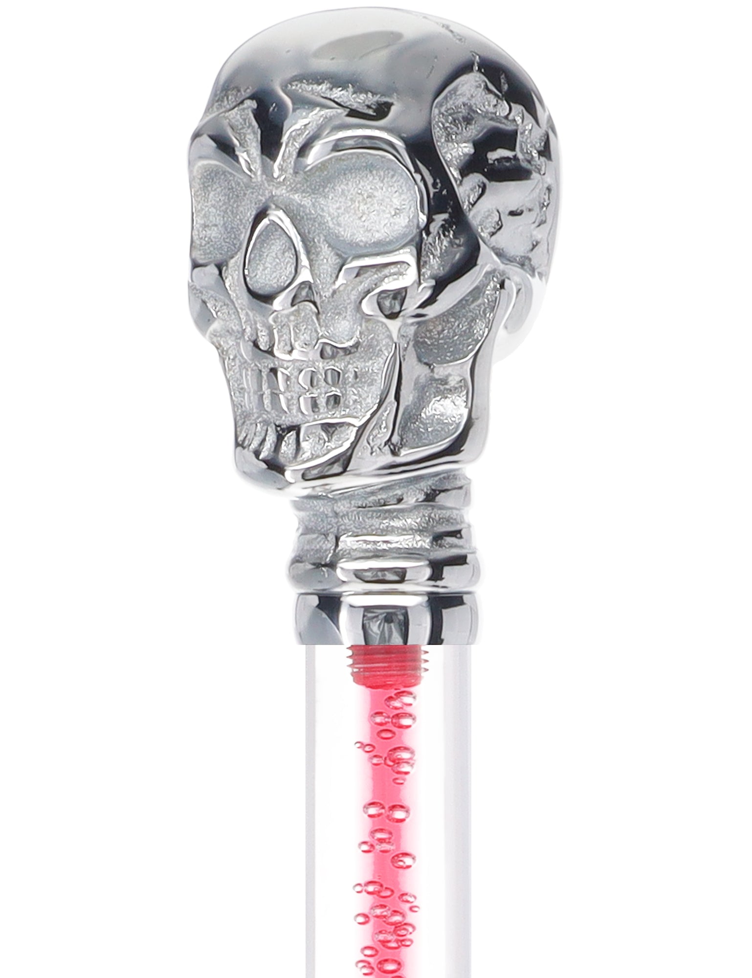 Color Crystal Elegance Chrome Skull Cane with Invisible Acrylic Shaft Options Discount Great Deals