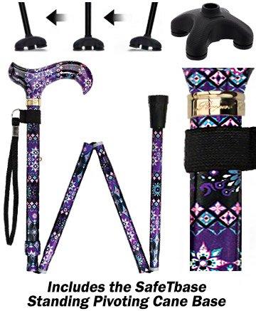 Pretty Purple Designer Folding Cane w/ SafeTbase Adjustable Sale Great Deals