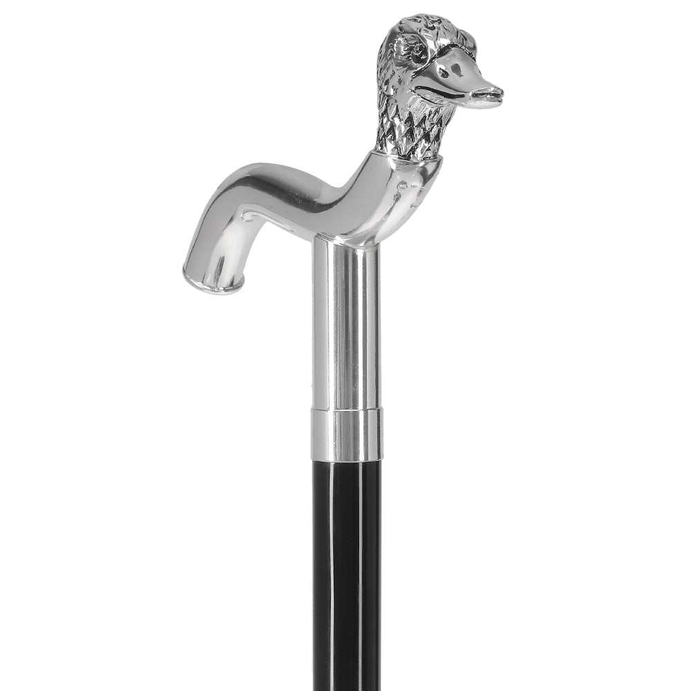 Scratch and Dent Silver 925r Duck Head Fritz Handle Walking Cane with Black Beechwood Shaft and Collar V2128 Outlet For You