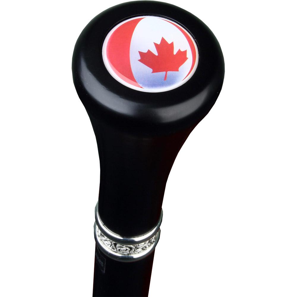 Canadian Flag Flat Top Stick: Beechwood Shaft Pewter Finishline Online