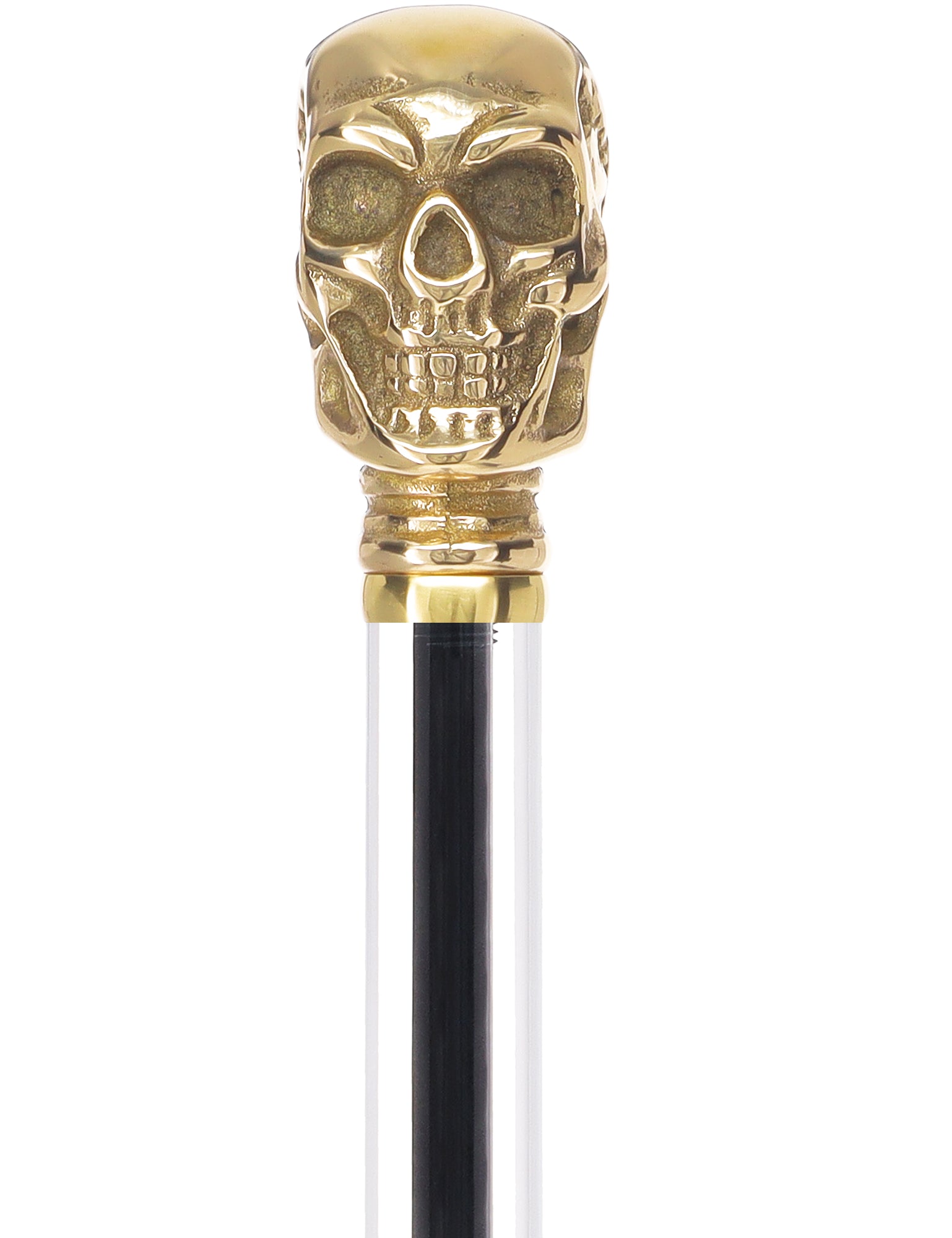 Crystal Elegance Brass Skull Cane with Invisible Acrylic Shaft Options Outlet