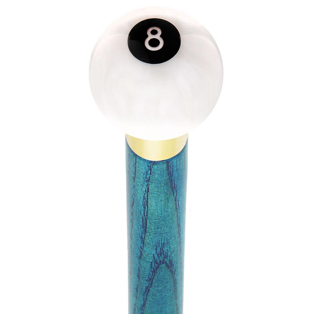 8 Ball White Pearl Round Knob Cane w/ Custom Color Ash Shaft & Collar Outlet Affordable