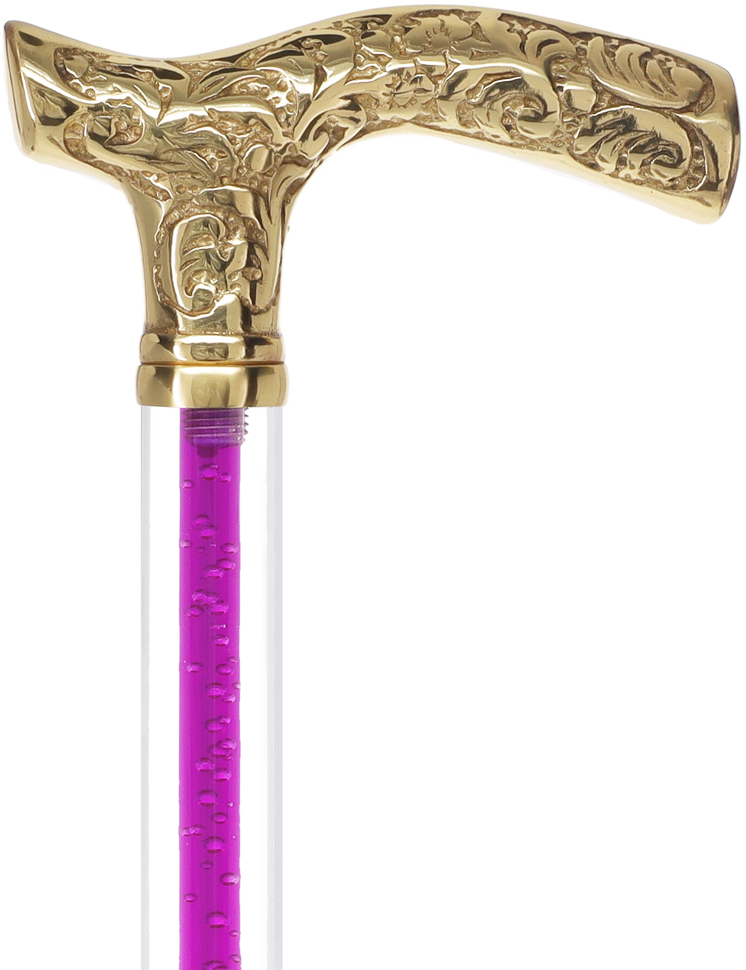 Color Crystal Elegance Brass Fritz Cane with Invisible Acrylic Shaft Options Buy Cheap Discount