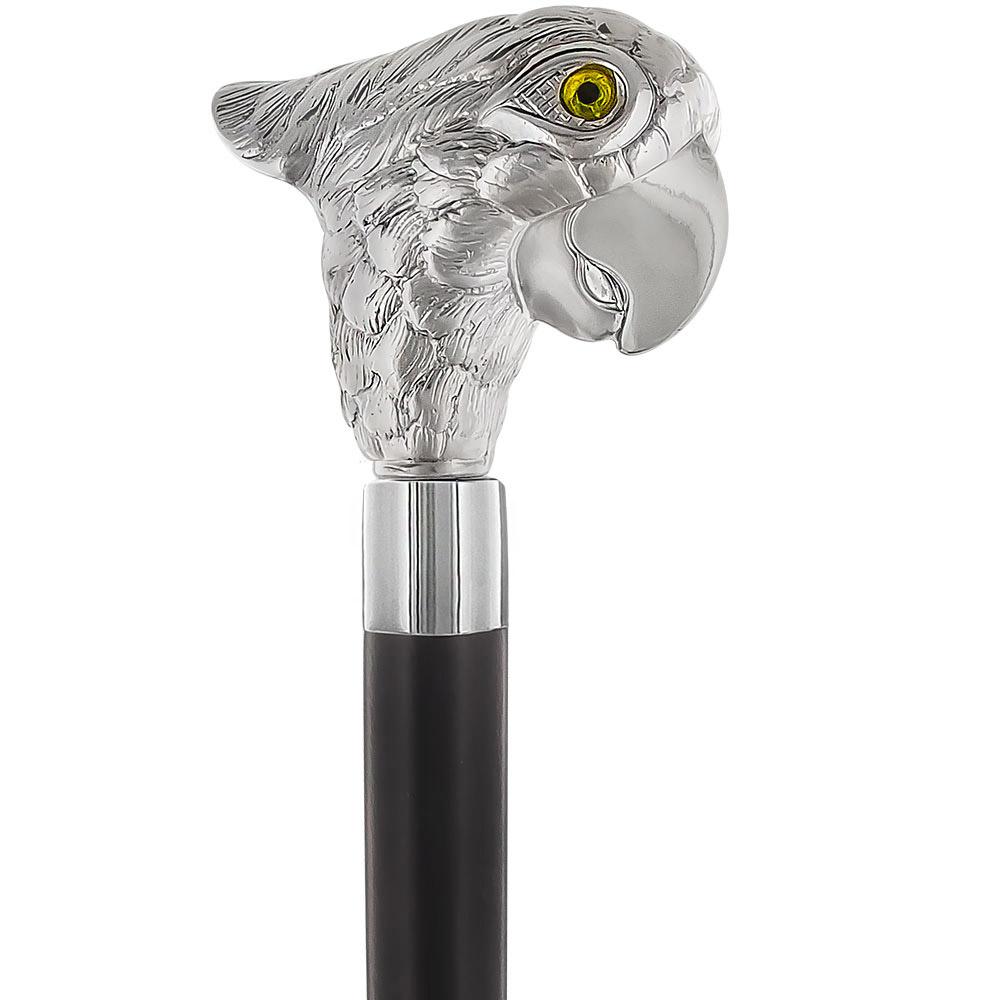 Lively & Exotic Parrot Nickel Plated Cane w/ Custom Shaft & Collar Online Online With Mastercard