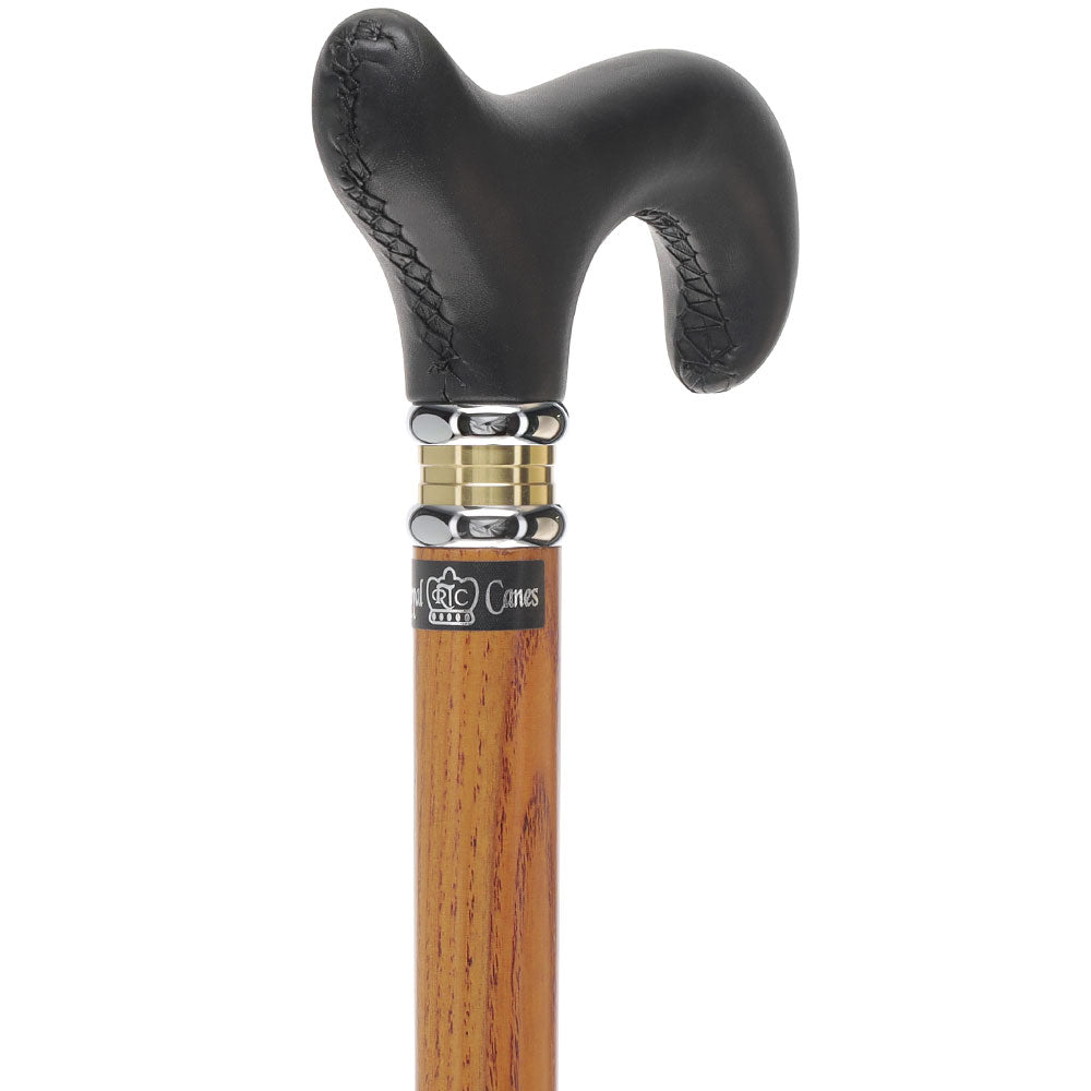 Soft Genuine Leather Grip Derby Cane: Natural Ash Shaft 2025 Cheap Online