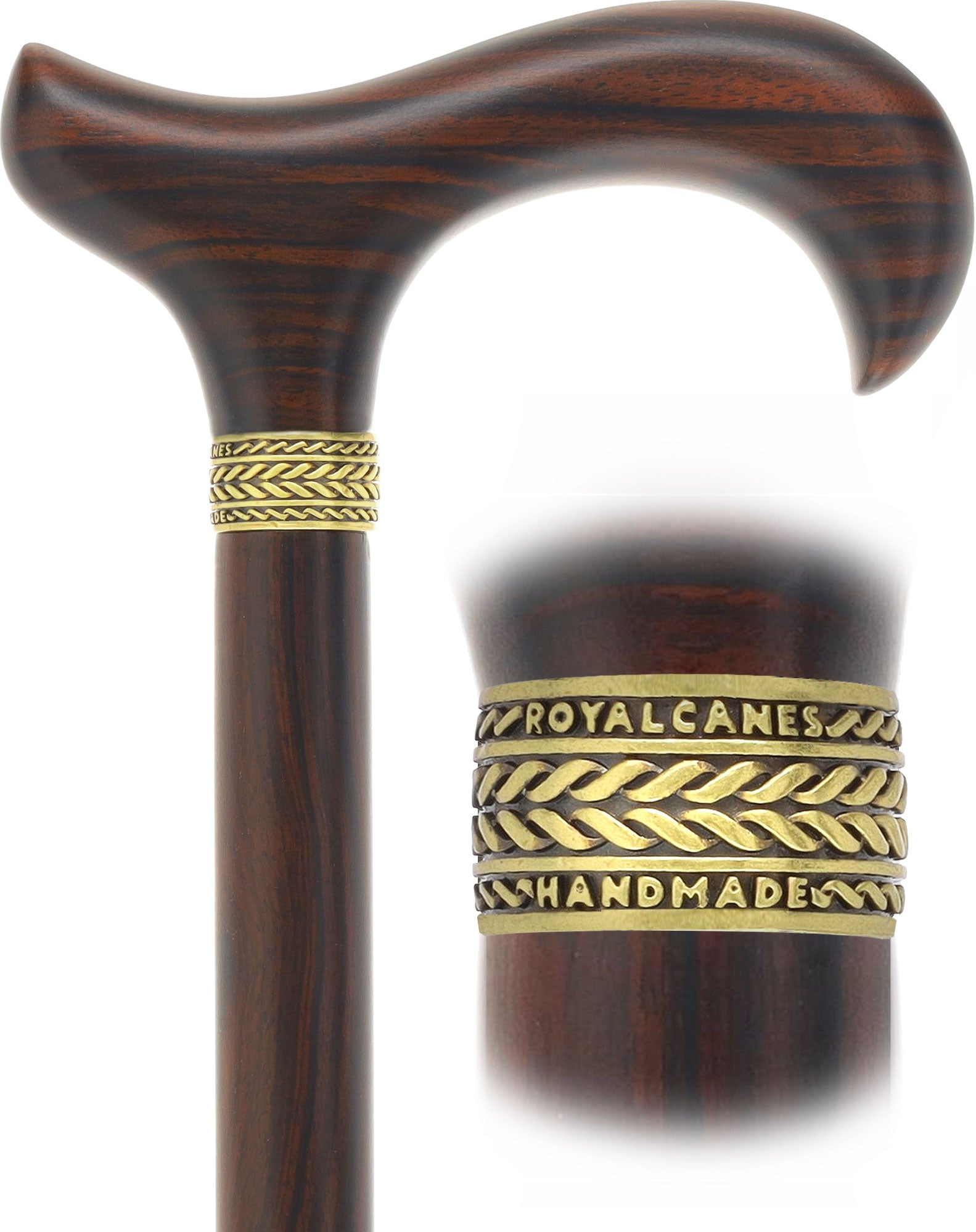 Luxury Derby Cane: Radiant Genuine Ebony Wood, Pewter Gold Collar Low Cost Cheap Online