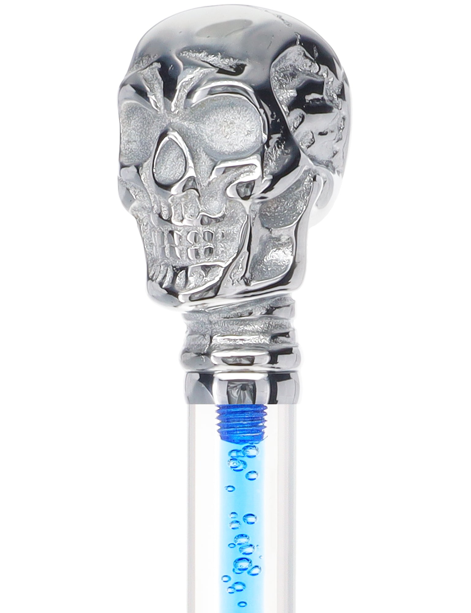 Color Crystal Elegance Chrome Skull Cane with Invisible Acrylic Shaft Options Discount Great Deals