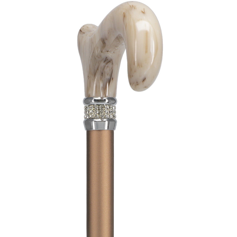 Rhinestone Designer Cane: Exquisite Pearlz Champagne Swirl Clearance Classic