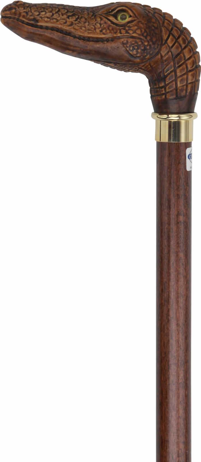 Scratch and Dent Alligator Head Walking Cane With Beechwood Shaft and Brass Collar V3473 Cheap Real Authentic