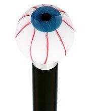 Blue Iris Bloodshot Eye Round Knob Cane w/ Custom Wood Shaft & Collar Clearance Exclusive