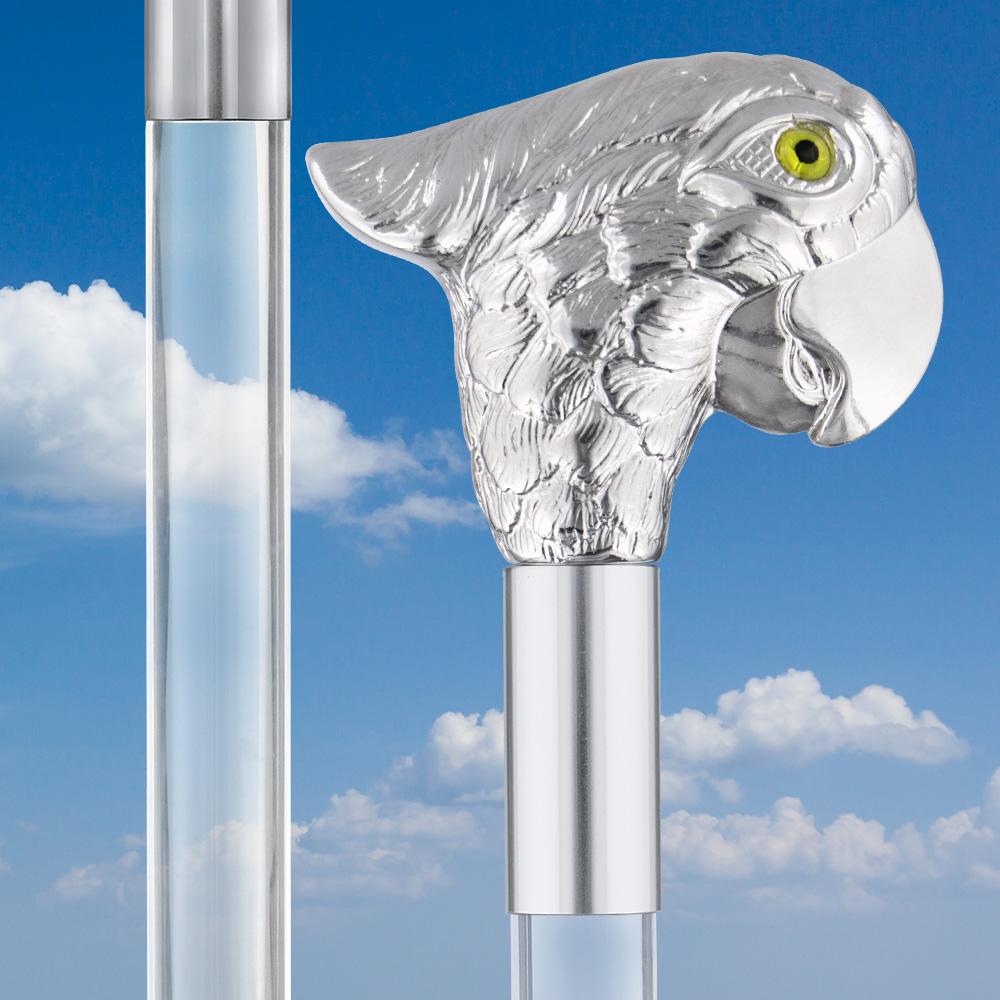 Lively & Exotic Parrot Nickel Plated Cane w/ Lucite Shaft & Collar Tumblr Sale Online