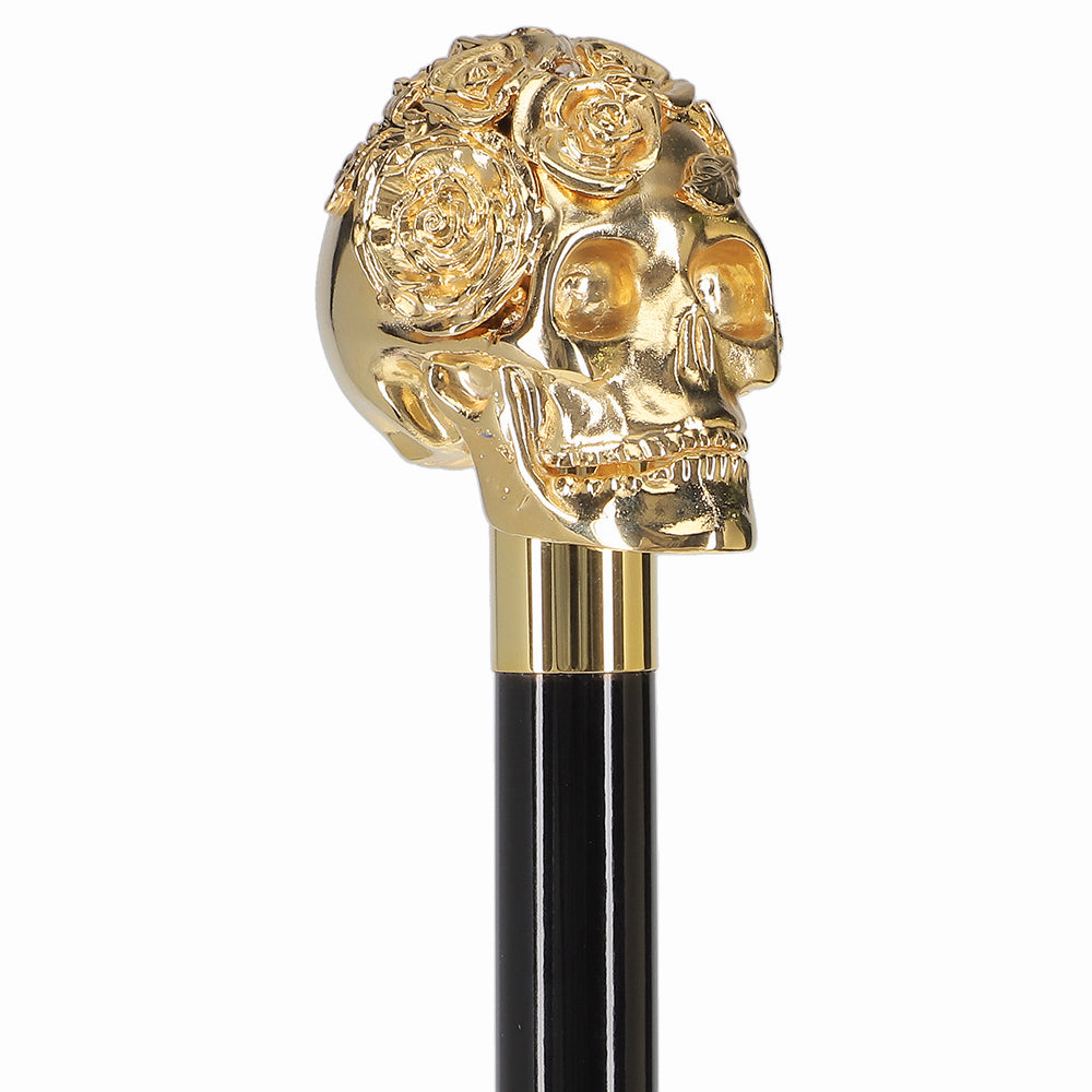 Italian Luxury: Skull with Roses Cane, 24K Gold Plated Top Quality Online