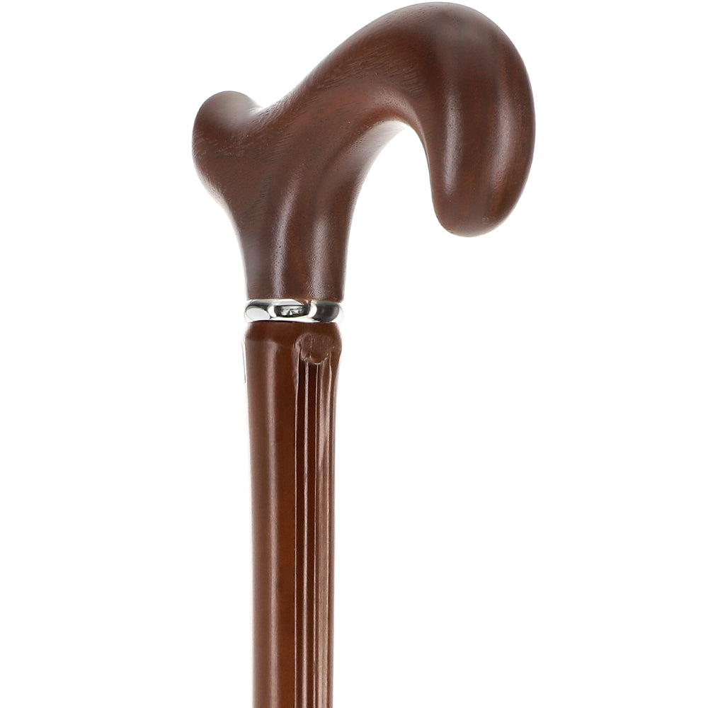 Scratch and Dent Walnut Derby Handle Cane with Dark Bamboo Shaft V2111 Real For Sale