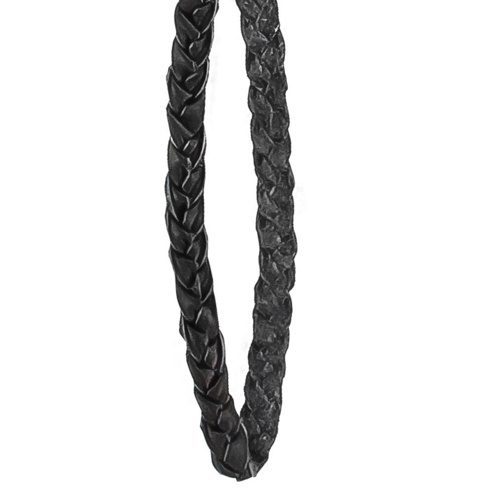 Cane Wrist Strap with Snap - Genuine Black Braided Leather (fits 18mm + sized shafts) New For Sale