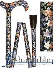 Scratch and Dent Flowers Forever Folding Adjustable Derby Walking Cane With Aluminum Shaft and Brass Collar V1269 Buy Cheap Hot Sale