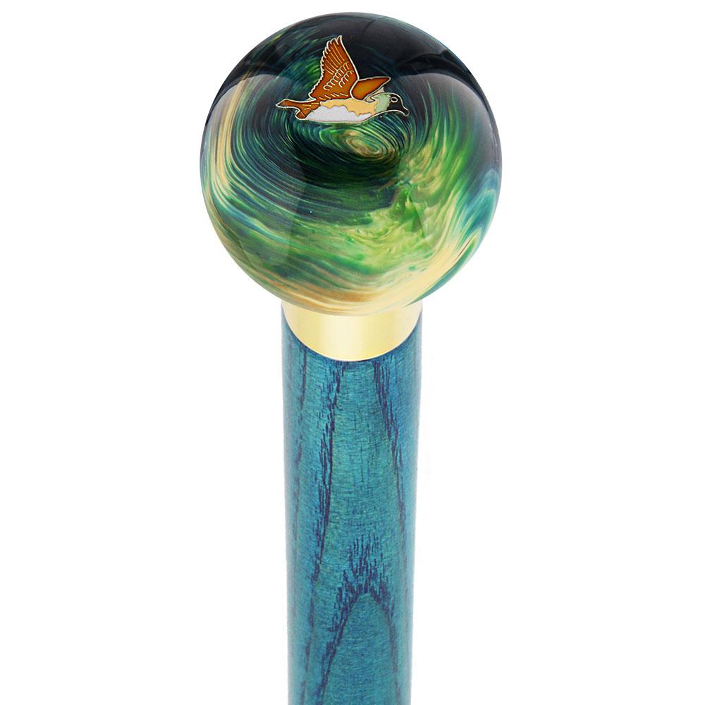 Flying Duck Camo Round Knob Cane w/ Custom Color Ash Shaft & Collar Free Shipping Exclusive