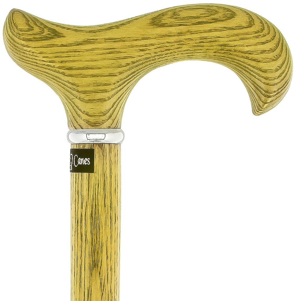 Scratch and Dent Sage Green Ash Wood Derby Walking Cane w/ Silver Collar V3491 Outlet Sale Online