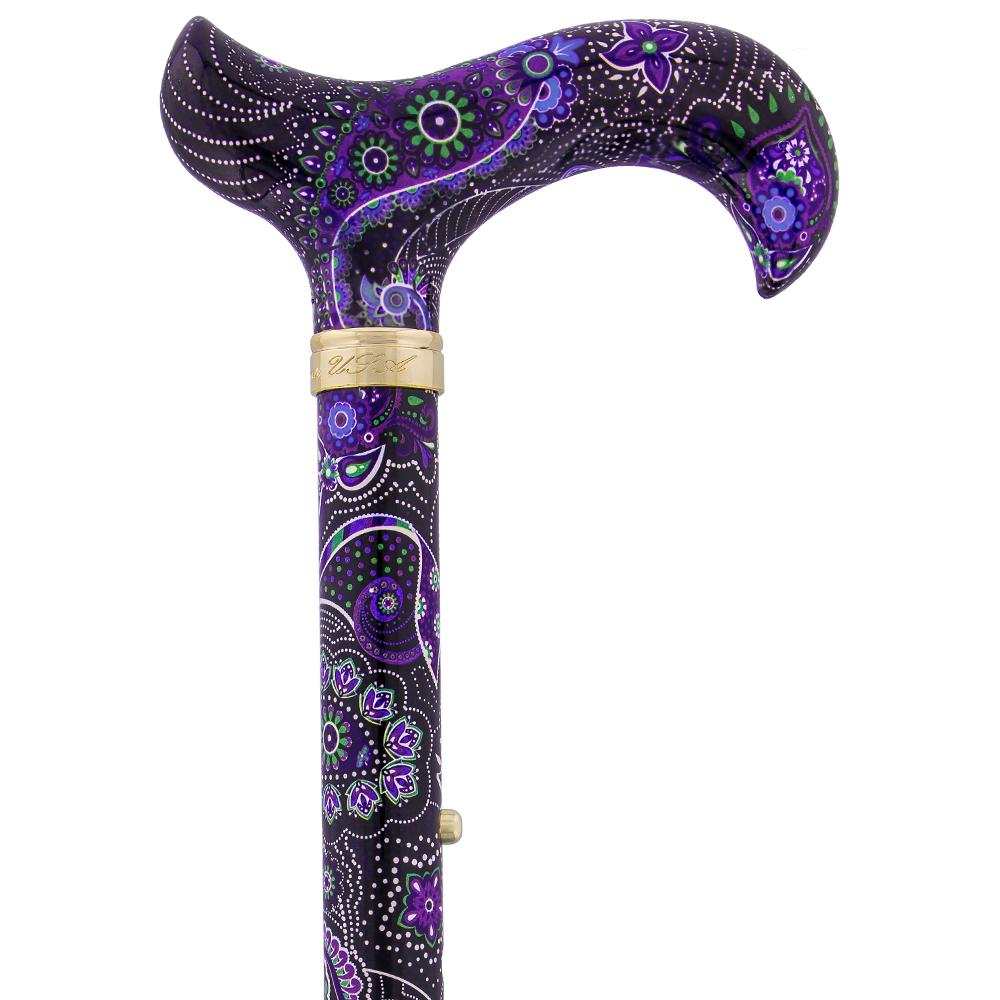 Scratch and Dent Purple Majesty Adjustable Folding Designer Derby Cane with Retractable Ice tip V2227 Visit New Sale Online