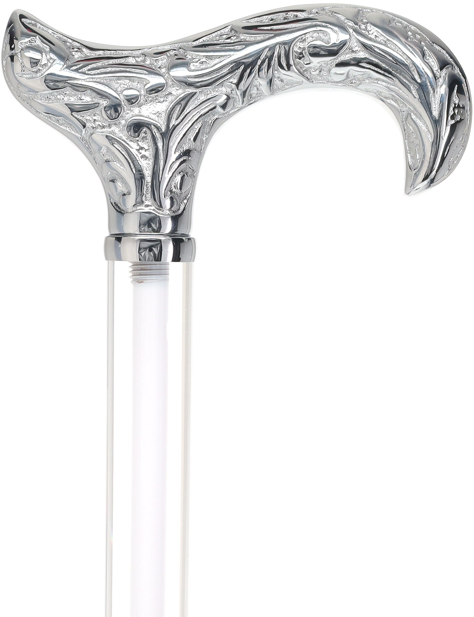 Crystal Elegance Chrome Derby Cane with Invisible Acrylic Shaft Options Latest Collections Online