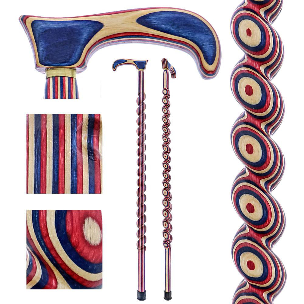 USA-Made Patriotic Twisted Spiral Cane: Red, White & Blue Fashionable Cheap Pice