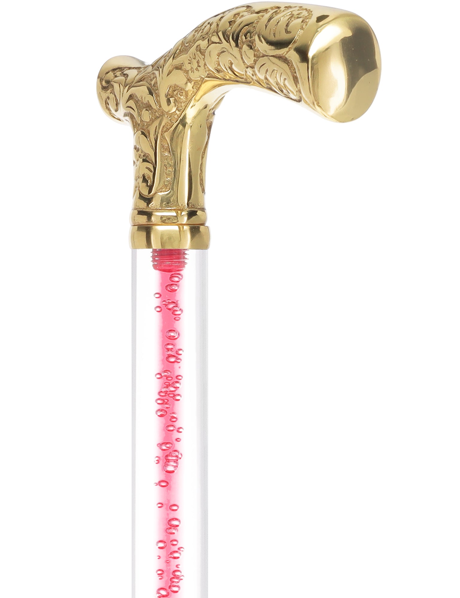 Color Crystal Elegance Brass Fritz Cane with Invisible Acrylic Shaft Options Buy Cheap Discount