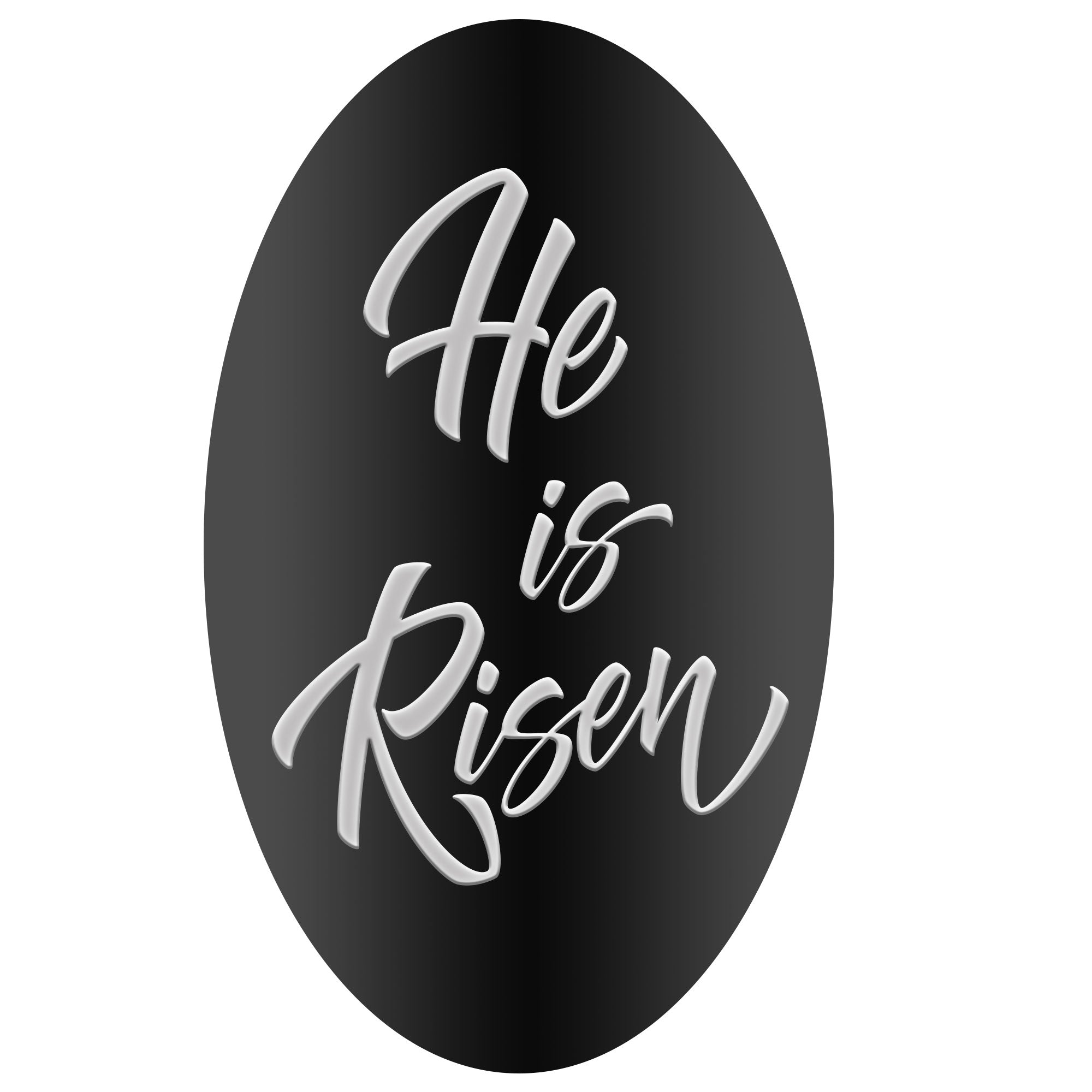 Custom Cane Engraving - Oval Black Anodized Aluminum - He is Risen Visit New Online