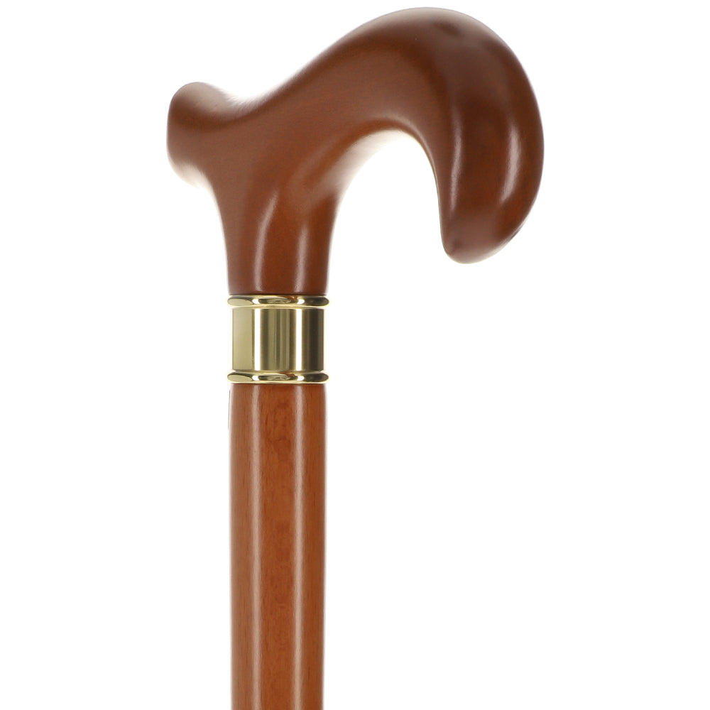 Scratch and Dent Extra Long, Super Strong Brown Derby Walking Cane With Beechwood Shaft and Brass Collar V2316 Cheap Perfect