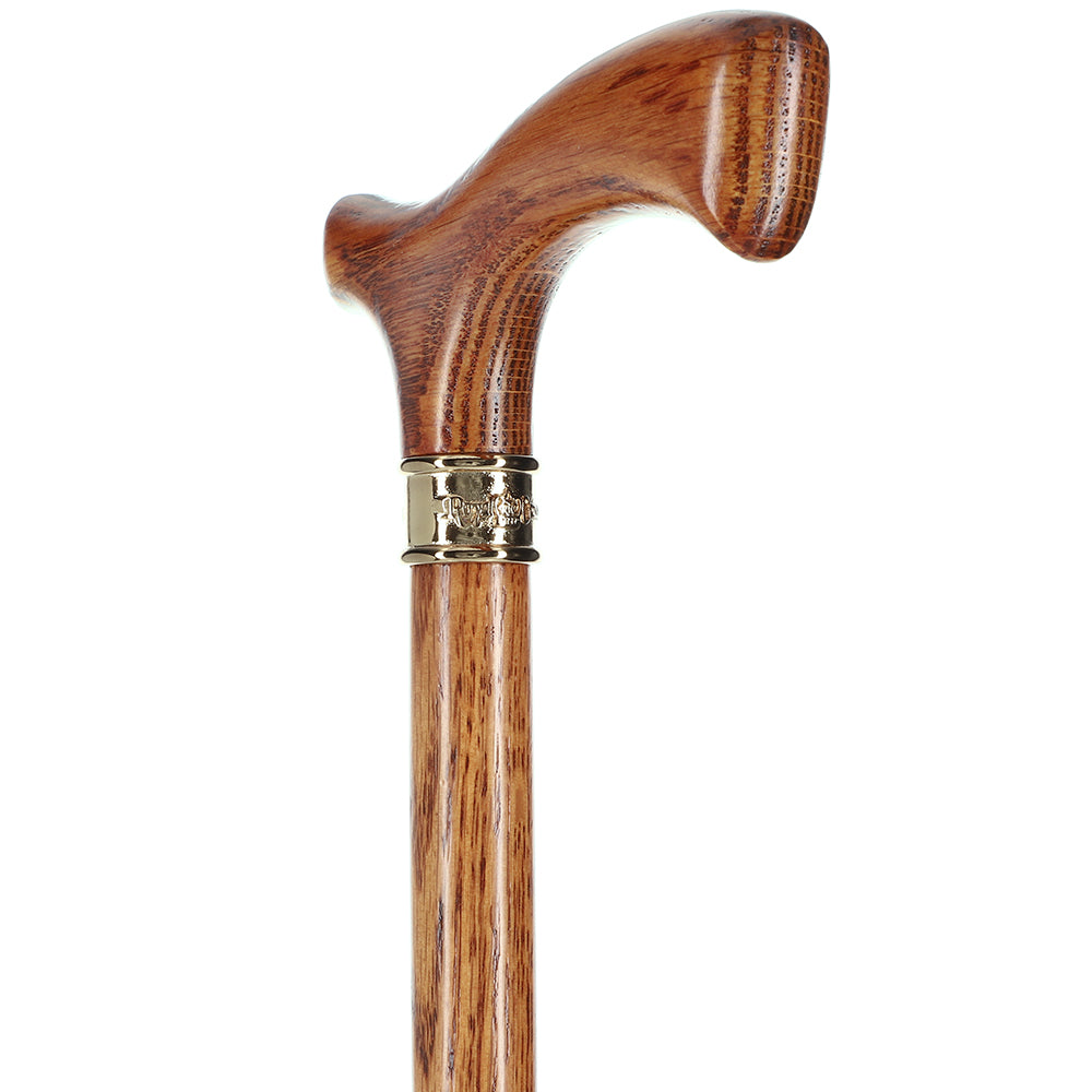 Elegant Fritz Oak Cane w/ Embossed Brass Collar Clearance 100% Guaranteed