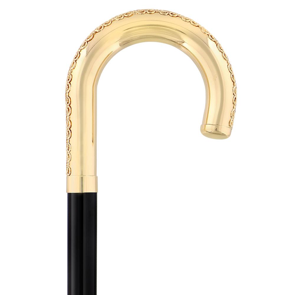 24K Gold Plated Tranquil Tourist Walking Cane w/ Black Beechwood Shaft & Collar Outlet Locations Sale Online