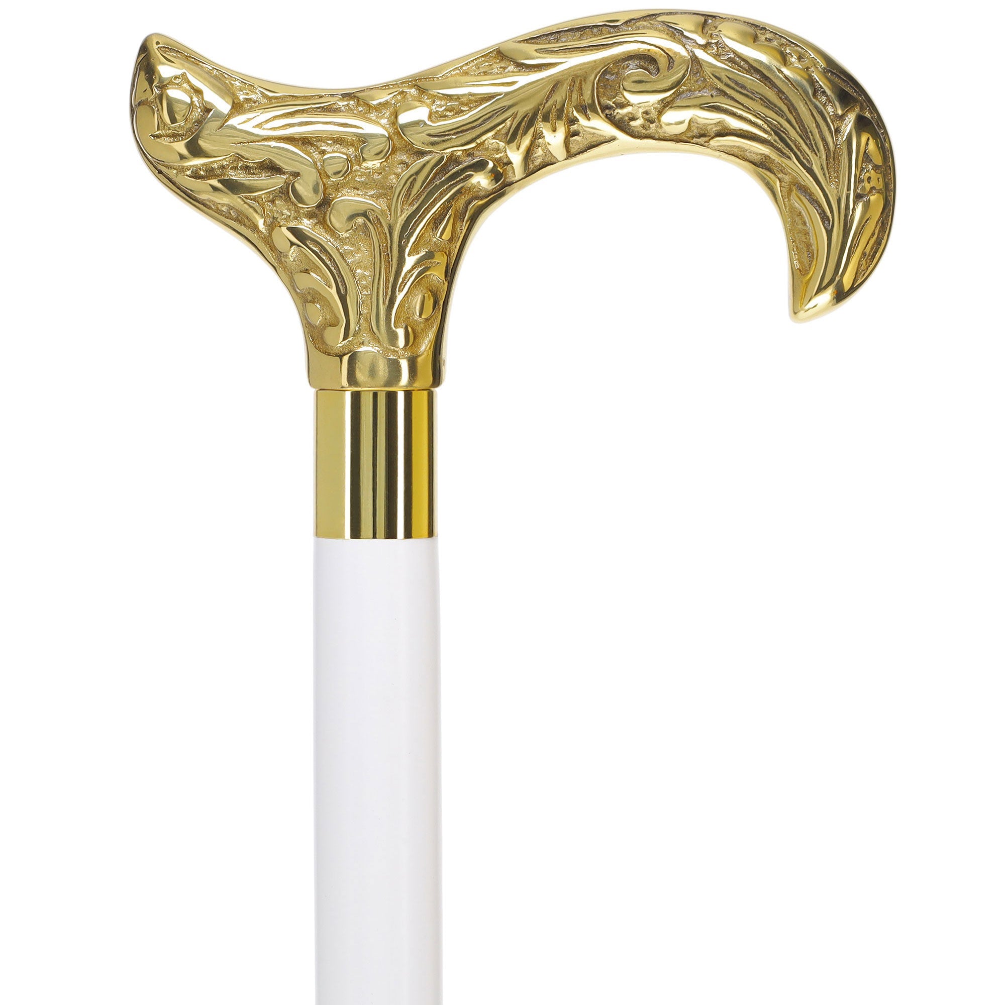 Scratch and Dent Brass Derby Handle Walking Cane w/ Brown Beechwood Shaft and Aluminum Gold Collar V2112 Outlet Countdown Package
