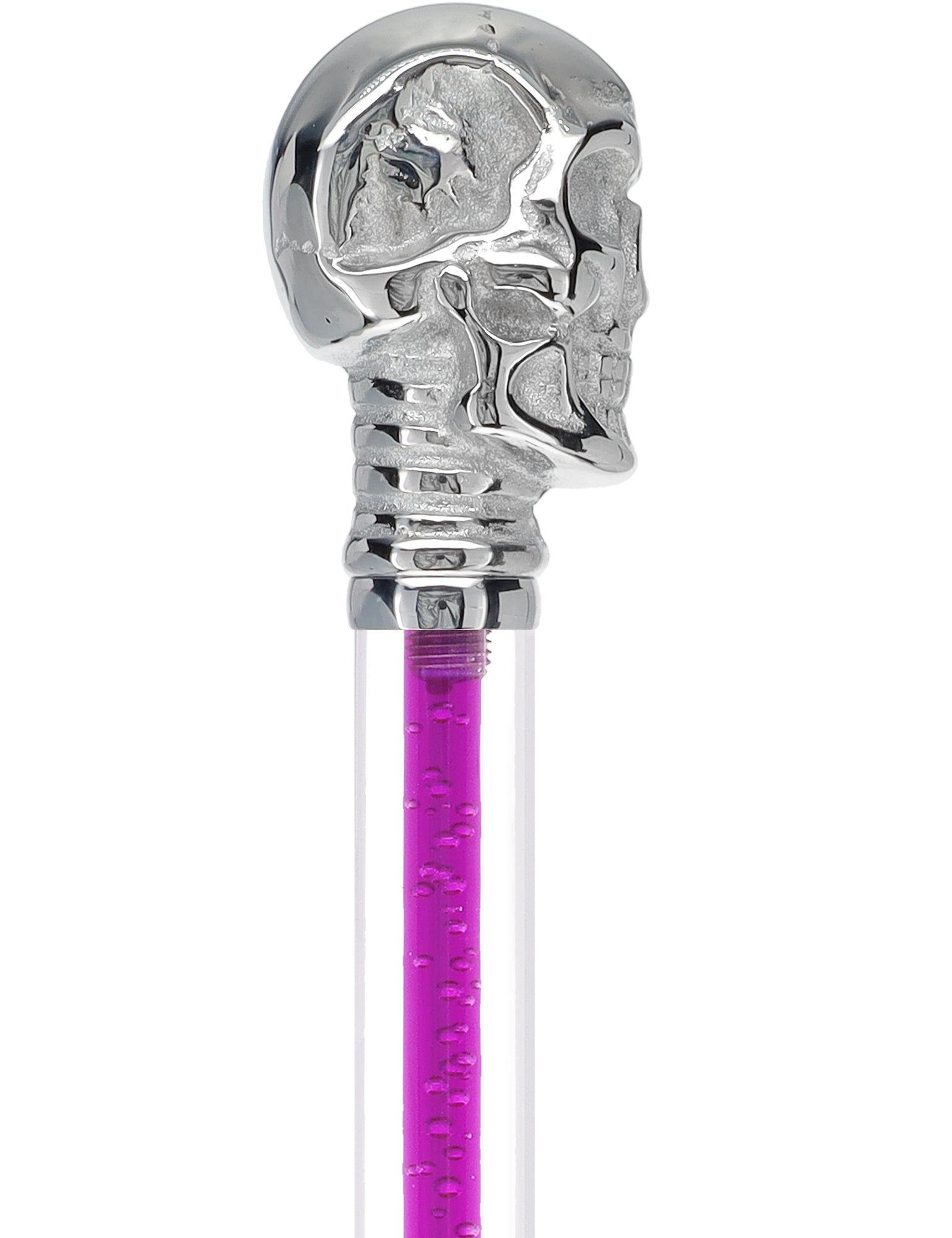 Color Crystal Elegance Chrome Skull Cane with Invisible Acrylic Shaft Options Discount Great Deals