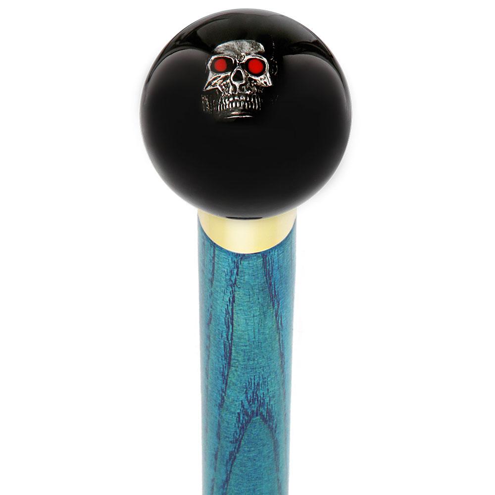 Dreary Red Eyed Skull Black Round Knob Cane w/ Custom Color Ash Shaft & Collar Buy Cheap Footlocker Finishline