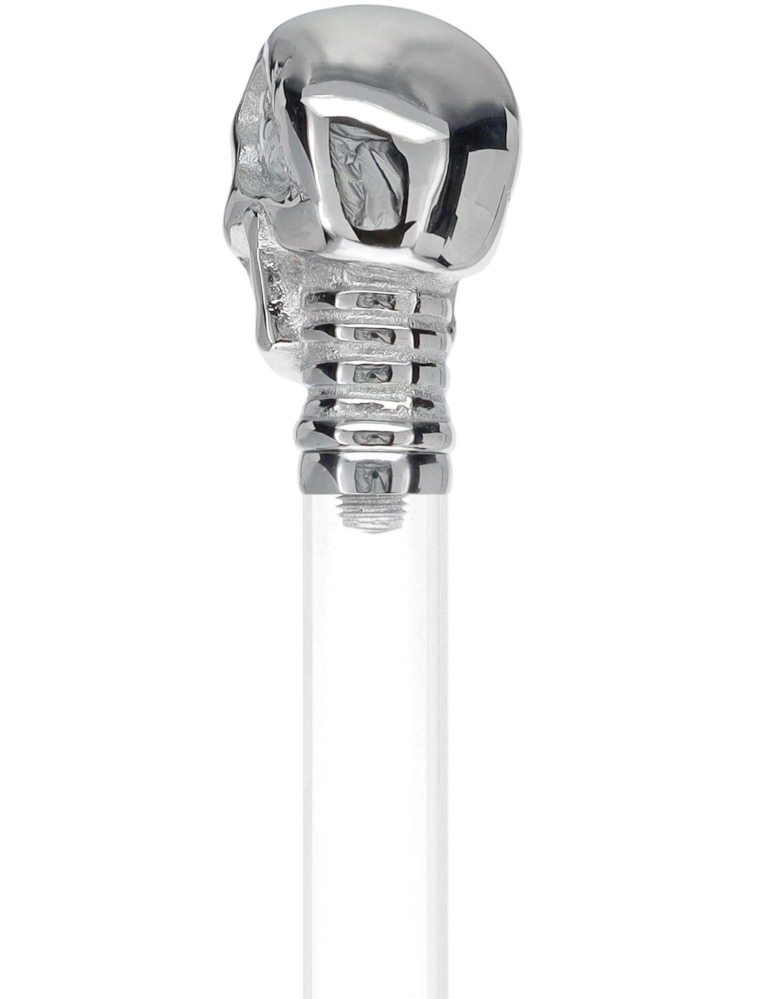 Crystal Elegance Chrome Skull Cane with Invisible Acrylic Shaft Options Free Shipping Perfect