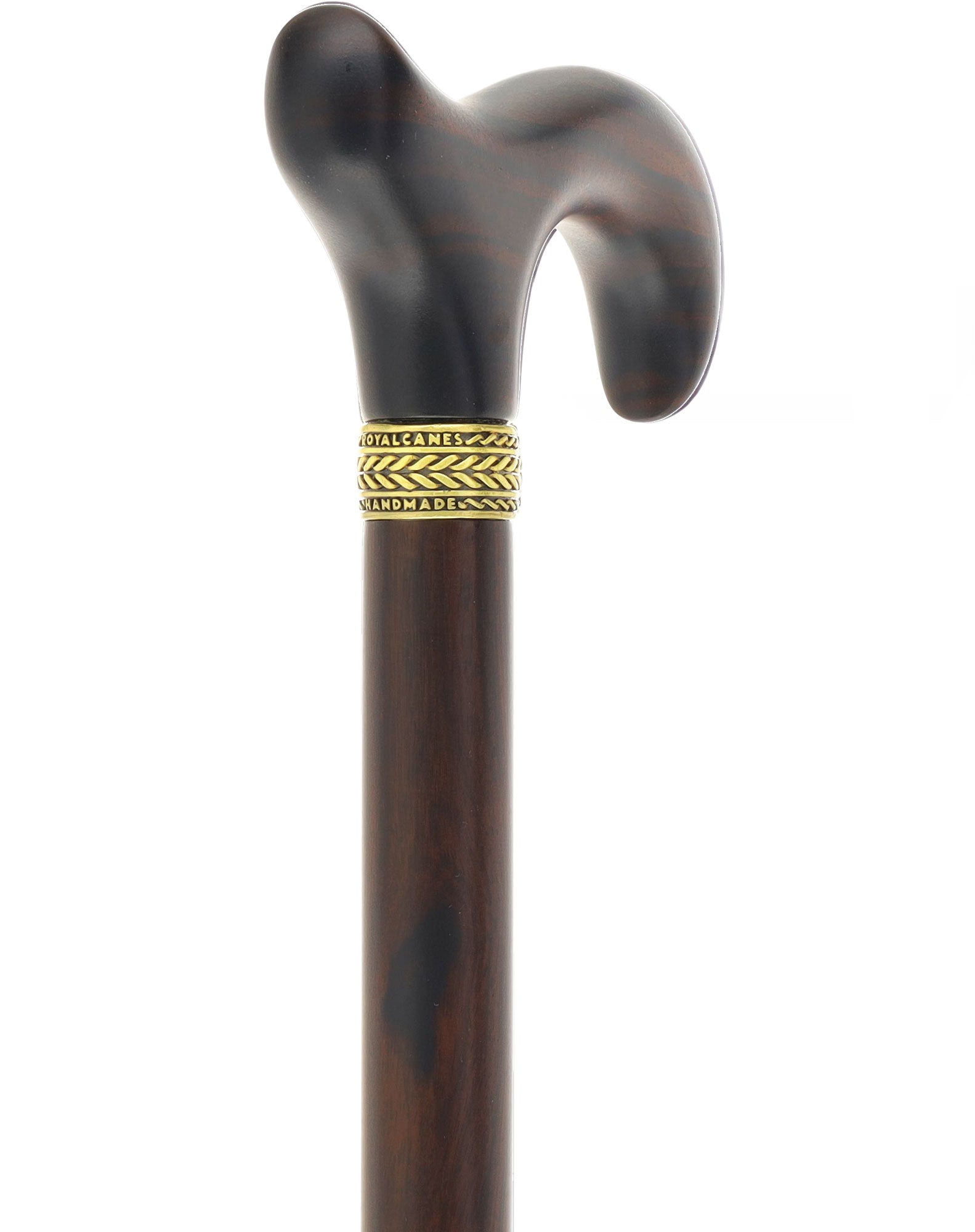 Luxury Derby Cane: Radiant Genuine Ebony Wood, Pewter Gold Collar Low Cost Cheap Online