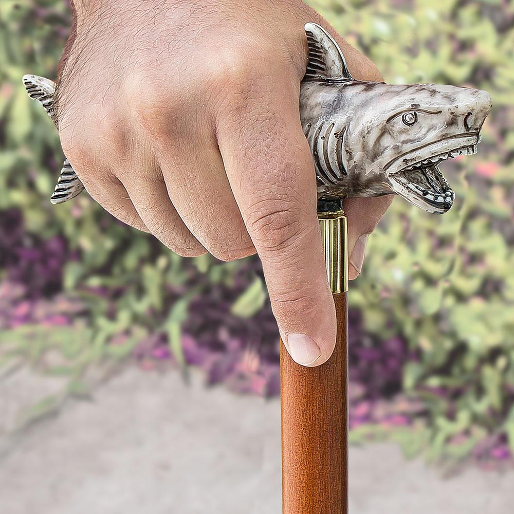 Tiger Shark Handle Cane w/ Custom Shaft & Collar Buy Cheap Popular