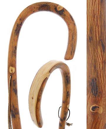 Nature-Designed Hickory Crook Cane: Rustic Natural Wood Factory Outlet For Sale