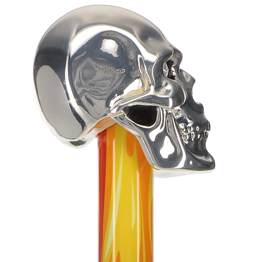 Scratch and Dent Silver 925r Skull Walking Stick With Swarovski Crystal Eyes Flame Shaft V1834 Outlet Choice