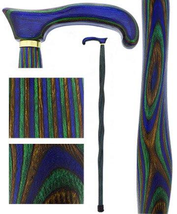 Scratch and Dent Green Blue and Brown Colortone Classic Derby Handle Walking Cane With laminate Birchwood Shaft V2207 Geniue Stockist Cheap Online