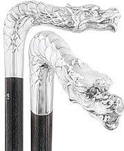 Dragon Cane Silver Plated Fritz Handle w/ Carbon Fiber Shaft With Credit Card For Sale