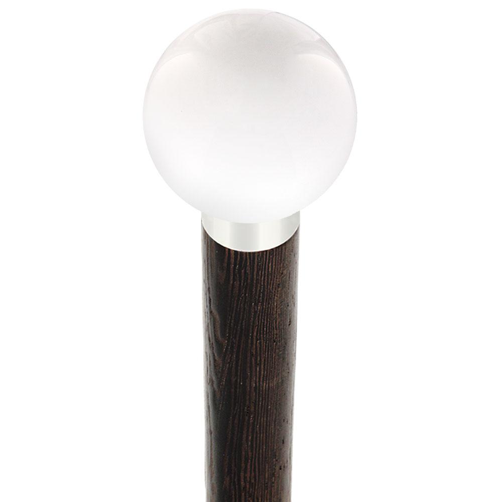 Winter White Round Knob Cane w/ Custom Wood Shaft & Collar Discounts Sale Online