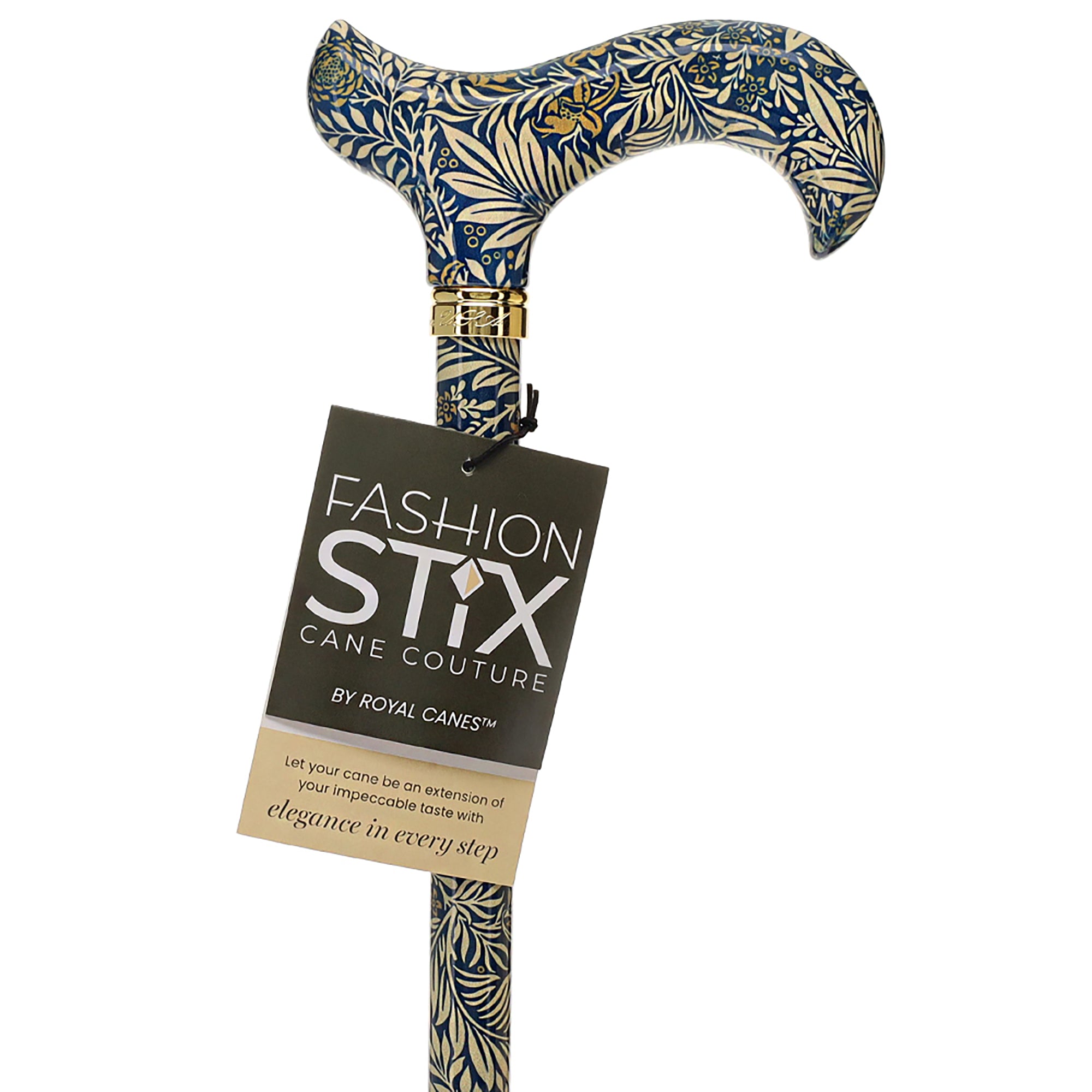 Golden Petals FashionStix: Designer Derby Cane, Adjustable Authentic For Sale