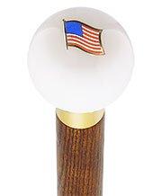 USA Flag White Round Knob Cane w/ Custom Color Ash Shaft & Collar For Cheap Pice